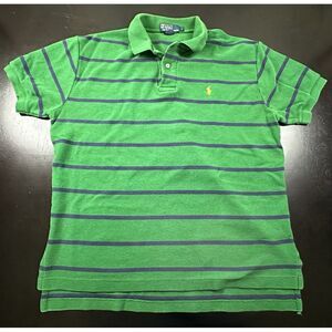 Vintage Polo Ralph Lauren Shirt‎ Mens Size Large Green Striped Golf Casual